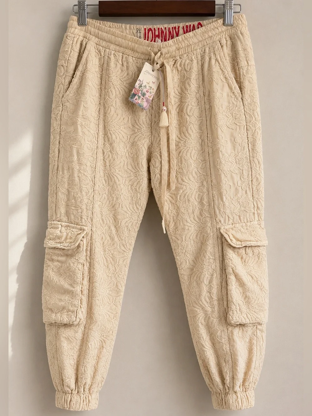 Johnny Was LOVE Pull-On Embroidered Cargo Jogger Pants - Size Small NWT
